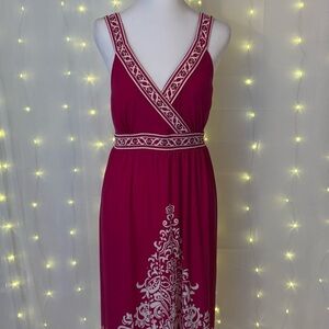 Apt. 9 Pink Maxi Dress with White Embroidery